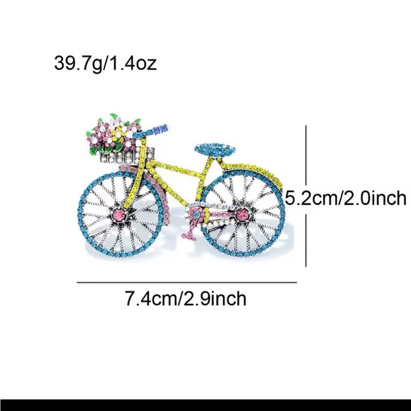 Vintage Bicycle Brooch Pin Inlaid with Shiny Rhinestones for Women Ladies Daily - Picture 3 of 4